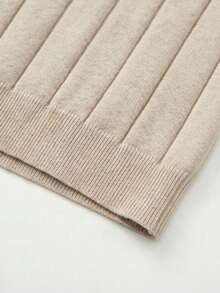 Men's Summer Ribbed Short Sleeve Knit Sweater, Sporty Casual, Suitable For Outdoor Activities, Fashionable Summer Item - Apricot - View 7