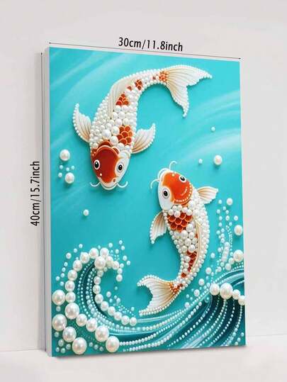 Good Luck Koi And Pearls Rhinestone Art Painting Kit For Adults 5D DIY Diamond Art Tools For Beginners Art Decoration Gifts For Home Wall Art, Crafts And Sewing Supplies Diamond Art Painting Kit