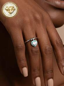 女士订婚戒指，浪漫蓝调戒指，2.1克925纯银，1克拉莫桑石，波西米亚风，可爱俏皮，适合订婚、求婚、结婚纪念日、情人节等场合，附赠莫桑石证书和精美礼盒 - 銀色 - 查看 5