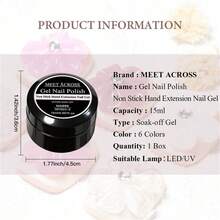 MEET ACROSS 1 Bottle 15ml Pink Non-Sticky Extension Gel Nail Polish, Suitable For 3D Shaping/Carving/Sculpting, Solid Jelly Hard Gel For Fake Nail Flower Carving, Acrylic Gel Paint, Rhinestone Glue Gel, Easy To Use For Home And Nail Salon - 粉色 - 查看 9