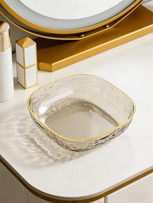 1pc High-Quality Jewelry Tray With Gold Trim, Elegant Jewelry Organizer Dish For Rings, Earrings, Vanity Dresser, Entryway Table - Multicolor - View 5