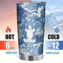 20oz Insulated Stainless Steel Travel Mug With Lid - Double-Wall Vacuum Insulated Cup, Spill-Proof Lid, Keeps Drinks Hot/Cold For Hours, Perfect For Coffee, Tea, Commute, Road Trips - Ideal Birthday, Holiday, Office Gift (Hand Wash Only), Coffee Travel Mug, Playful Cat Design, Hot And Cold Cup, Modern Drinkware, Durable Construction, Reusable Tumbler, Tea Drinkers - 1 cái - Xem 8