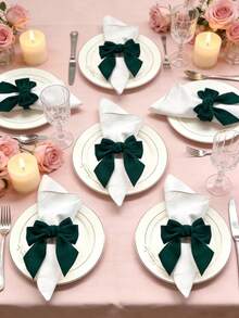 6pcs/12pcs Bow Napkin Rings, Velvet Fabric Napkin Holders, Red Napkin Rings, Simple Napkin Rings, Suitable For Hotel Tabletop, Wedding, Dinner Party, Elegant & Fashionable - Multicolor - View 10