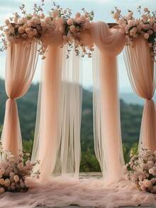 1 件 30x196.85 英寸透明薄纱面料，浪漫婚礼和新娘送礼会拱门帘，优雅公主主题涤纶装饰，适合订婚和青少年派对 - 无需灯光，浪漫活动装饰 | 优雅场地装饰 | 涤纶面料 - 彩色 - 查看 5