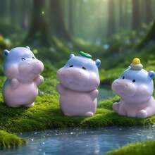 8 pezzi Mini ornamenti in resina a forma di ippopotamo, statuette di ippopotami in miniatura, piccole figure di animali in resina per fai da te, decorazione per giardino, piante in vaso, acquario (colore casuale) - Multicolore - Visualizzare 5