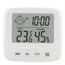 1pc New LCD Digital Thermometer Hygrometer, Baby Room Humidity Monitor, Backlit Indoor Electronic Temperature Humidity Meter Weather Station - White - View 2