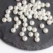 20/50颗半圆形孔珠，ABS材质，适用于手工工艺品、情人节手工制品、缝纫用品 - 白色 - 查看 2