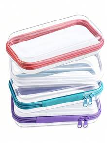 Bộ 4 túi đựng đồ chơi xếp hình bằng nhựa cứng trong suốt có khóa kéo, túi đựng đồ chơi xếp hình dùng khi đi du lịch, đựng đồ dùng vệ sinh cá nhân, mỹ phẩm, túi đựng đồ chơi di động, thích hợp cho hoạt động ngoài trời, du lịch, mang theo các khối xếp hình, tuyệt vời cho người yêu thích thể thao và du lịch, túi đựng đồ du lịch cỡ lớn. - Nhiều màu - Xem 9