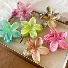 12pcs Large Size Elegant Vacation Style Plumeria Flower Big Hair Claw Clips, Hair Claw Half Updo Fashion Hair Accessories - Multicolor - View 10