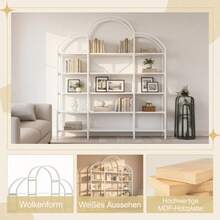 170 X 26 X 190 Cm. Minimalist Shelving Unit Made Of Tubular Steel MDF, Offering Five Storage Levels. Its Unique, Cloud-Like Shape Makes Assembly And Cleaning Easy. - White - View 9