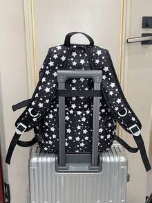 New Star Pattern Fashionable High-End Capacity Multi-Function Elegant Travel Backpack, Versatile For Various Occasions - Black - View 3
