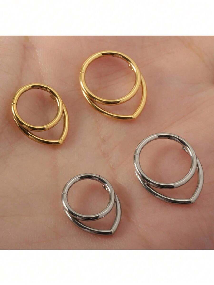 1 chiếc khuyên mũi bằng thép không gỉ 316L, khuyên vách ngăn mũi không gây dị ứng, thích hợp đeo hàng ngày. - Trang sức đục lỗ, thân bằng thép không gỉ - Xem 1
