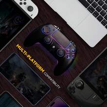 Wireless Controller With 7 Colors RGB Light For P-S5 Pro/Slim,Steam,IOS,PC Windows/Android 10 And Above,Support Microphone/Dual Vibration/Turbo/Programmable, With 3.5mm Audio Jack - màu đen - Xem 6