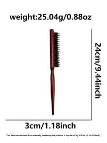 1pc Women's Boar Bristle Hair Brush, Narrow Teeth Fluffy Scalp Detangling Comb, 3-Row Densely Spaced Fine Teeth Curling Styling Massage Brush, Versatile For Daily Commute, Curly Hair Styling Tool - Multicolor - View 3
