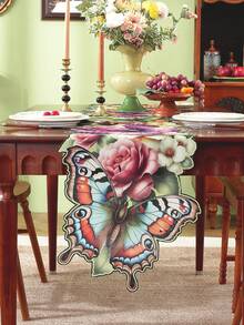 1 pièce Chemin de table en polyester, impression numérique 2D délicate avec motif lavande et papillon, ambiance fraîche de printemps/été, convient pour toutes les saisons, peut être utilisé comme décoration de table de cuisine/salle à manger, décoration de chambre, nappe rose, bureau, table basse, coiffeuse, set de table, tapis de pique-nique pour salon, chambre, jardin, intérieur/extérieur, mobilier d'extérieur, camping, villa, fête de famille, fête, décoration de mariage, disponible en plusieurs tailles - Multicolore - Voir 16