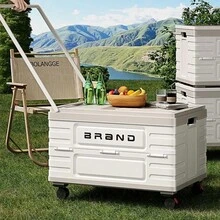 Collapsible Storage Bins Box With Lids And Handle, 30L Portable Plastic Storage Crate Containers Totes, Instacrate Stackable Foldable Camping Basket Supplies For Camp Fishing Car RV, Office (White) - 白色 - 查看 9