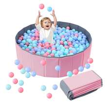 Alberca de Pelotas para Bebe, Piscina de Pelotas para Bebe de Tela Oxford de Doble Capa, Corral Plegable para Bebe, con Bolsa de Almacenamiento, 100 * 30cm, Regalo Ideal para Niños y Niñas - Rosa - Ver 8