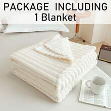 1 chiếc chăn lông cừu trắng, thích hợp cho ghế sofa/giường, chăn mùa đông sang trọng hiện đại, siêu mềm, ấm áp và dễ chịu. - trắng - Xem 4