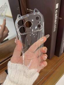 MN86 Cute Clear Cat Ear Phone Case For IPhone 17 16 15 14 13 12 11 Pro Max Plus Air Cartoon Soft TPU Back Cover Protective Shell - Thông thoáng - Xem 7