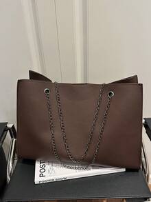 时尚大容量手提包，个性简约单肩包，链条腋下包 - 彩色 - 查看 4