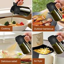16oz/470ml Light-Blocking Dark Oil Sprayer For Cooking, 2 In 1 Olive Oil Dispenser Bottle For Kitchen, Premium Dark Green Glass Oil Bottle, Oil Mister For Air Fryer, BBQ (Black) - 黑色 - 查看 6