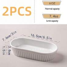 1/4pcs White Oval Ceramic Baking Ramekins, Oven & Microwave Creme Brulee Dishes, Porcelain Pudding Bowls With Groove, Fridge & Dishwasher , Ideal For Mini Desserts, Puddings, Dips, Appetizers, Essential Baking & Serving Kitchenware For Home Baking, Parties And Daily Meals - Multicolor - View 12