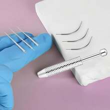 用于珠宝更换的锥形球形穿刺抓取工具 - 14G 16G 18G 20G 不锈钢平底耳环穿刺器，螺纹式、内螺纹式、外螺纹式人体穿刺针套装，适用于耳/鼻/脐/乳/唇/眉/舌等部位。 - 鋼色 - 查看 5