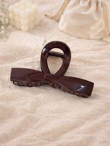 2个/1个女士豹纹蝴蝶结爪夹，巧克力色蝴蝶结爪夹组合，时尚发夹，优雅简约，纯色发夹，适合日常、休闲、派对、海滩、度假、发型设计、洗脸/洗头、化妆、服装配饰，秋季时尚发夹，秋季发饰，冬季发夹，春季发夹，夏季发夹 - 彩色 - 查看 4