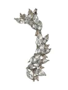 1pc Silver-Color Left Ear Rhinestone Ear Clip, Shiny Jewelry - Silver - View 9