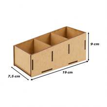 Wood's House Porta Controle Remotos Inclinado com 3 Divisórias em MDF Natural