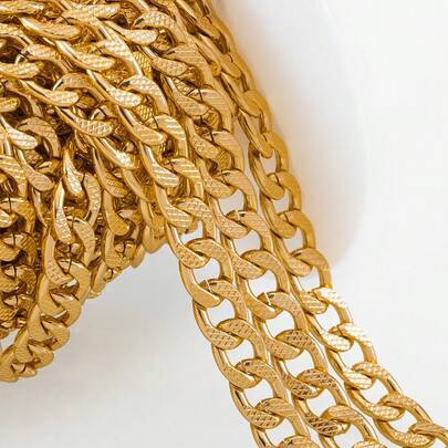 1m/2m Fashionable Thick Aluminum Textured Flat Cuban Chain, Suitable For DIY Necklace, Bracelet, Bag Chain And Other Accessories