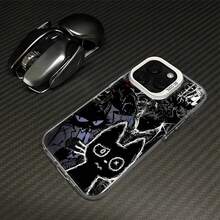 Schwarze Big Eye Katze Handyhülle für iPhone13 12 Mini 11 Pro Max 16 15 iPhone14 Pro Max Plus XR XS X 7 8 SE2 Süße Tierkollektion Hülle - Transparentes Silber - Übersicht 4