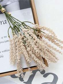 6件套人造麦秆花装饰，包括麦秆花、人造谷物草花、春季装饰、家居装饰、丰收季仿真花束、人造小麦植物装饰、小型谷物配件草 - 彩色 - 查看 6