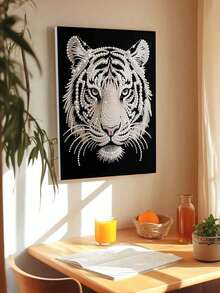 New Pearl Painting White Tiger Theme Frameless DIY Diamond Painting Kit, Suitable For Bedroom Decor, Living Room Wall Art, Room Decoration, Artwork, Friend's Birthday Gift, Christmas, New Year, Valentine's Day, Holiday Gift, Full Of Innovative Creativity. - Multicolor - View 2