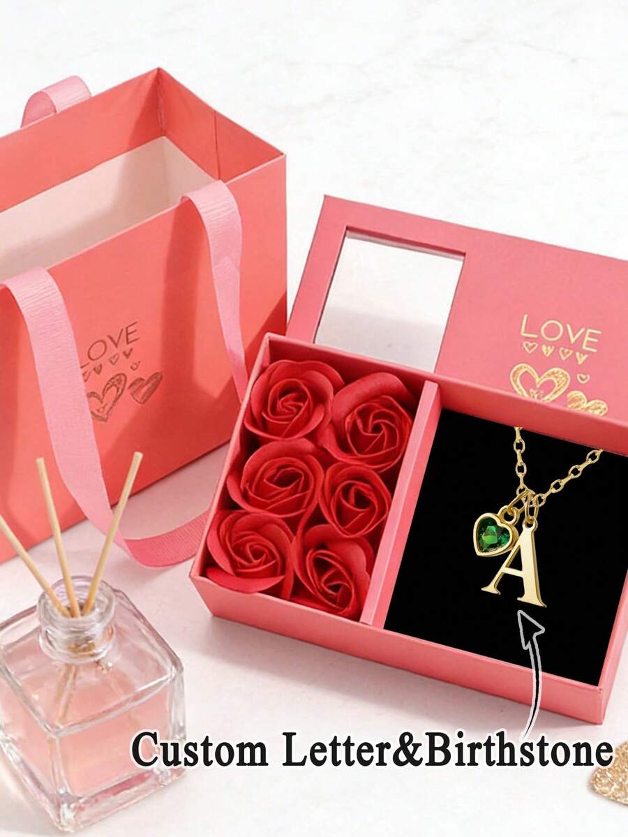 1件个性化心形诞生石项链，母亲节礼物，送给她的礼物，女士珠宝，银饰，DIY珠宝，女士首饰，圣诞节、母亲节、情人节、生日、周年纪念日、毕业典礼或送给朋友、同学和家人的理想礼物 - 黃色 - 查看 1