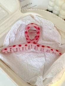 2个/1个女士粉色波点交叉发夹和粉色爱心发夹组合，时尚发夹，优雅简约，纯色发爪，适合日常、休闲、派对、海滩、度假、发型设计、洗脸/洗头、化妆、服装配饰，秋冬春夏女士时尚发夹 - 彩色 - 查看 4