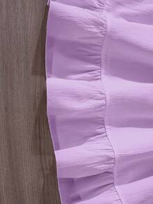 Tween Girls White Ruffled Hem Elegant Dress, Spring/Summer - Purple - View 5