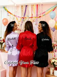 1 chiếc áo choàng cưới bằng satin tùy chỉnh dành cho nữ, thiết kế tay lửng, có thể tùy chỉnh chữ, phù hợp cho cô dâu và phù dâu, áo choàng satin cá nhân hóa, áo choàng cưới tùy chỉnh, áo choàng chuẩn bị cho phù dâu, áo choàng dự tiệc cưới, áo choàng viền ren, áo choàng có tên tùy chỉnh, quà tặng áo choàng cưới, quà tặng cho nhóm phù dâu, đồ mặc nhà bằng lụa, tối giản, vui tươi, tùy chỉnh, độc đáo, đồ mặc nhà bằng lụa đồng bộ cho phù dâu, quà tặng đặc biệt cho bạn bè của cô dâu, thời trang mùa thu, tình yêu vĩnh cửu - Nhiều màu - Xem 4