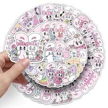 50 Stück süße Cartoon Tier Aufkleber, sanft pastellrosa Hasen Design, dekorative Aufkleber für Handy, Umschläge, Scrapbooking - Babypink - Übersicht 7