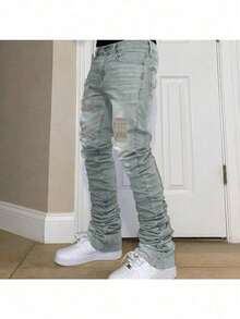 Men's Digital Print Flare Jeans Lightweight Denim Casual - XHBb2EZ5a - Xem 2