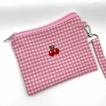 Cherry Plaid Cosmetic Bag, Storage Pouch, Travel Organizer Pouches, Large Capacity Makeup & Coin Purse - Multicolor - View 9