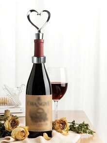 Wine Drip Collars And Heart-Shaped Wine Bottle Stopper Suit, Stainless Steel Wine Bottle Top Drip Rings, Premium Leak-Proof Silicone Wine Bottle Stopper,Wine Drop Ring Catcher Or Stopper With Detachable Felt Liner, Small Handy Wine Accessories For Kitchen And Bar,For Champagne, Beer, Wine Bottles, Ideal For Parties, Weddings, Anniversaries,Special Events - Multicolor - View 2