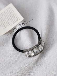 1pc Elegant Crystal Beaded Elastic Hair Tie, Versatile & Gentle On Hair, Women Hair Accessory