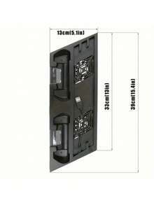 P/S/4 垂直散热支架，带双控制器充电底座和 3 端口 USB 集线器 - USB 供电，兼容 P/S/4 Slim/Pro，一体式散热充电站 - 黑色 - 查看 3