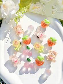 14pcs Detachable Colorful Bear, Strawberry, Christmas, Snowflower Garden Shoe Decorations, Perfect Holiday Gift - Multicolor - View 2