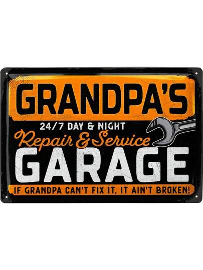 Retro Tin Sign Dads Garage Papas Workshop Sign, 1pc Metal Tin Sign 2D Flat, Vintage Wall Plaque, High-Quality Metal, Wall Art Decor For Garage Bar Pub Room Kitchen, 12x8inch/30*20cm