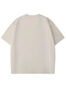 1件男士时尚百搭朋克兔子印花短袖T恤，夏季 - 杏色 - 查看 2