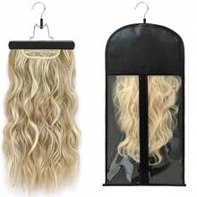 1set Hair Extension Holder, Extra Long Wig Storage Bag With Hanger For Multiple Wigs Hairpieces, Portable Wig Bags Storage Style Hair Travel Hair Extensions Bag - 60cm - View 9