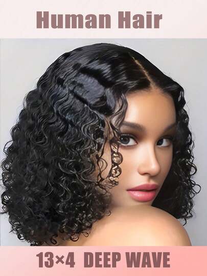 200% Density 13X4 Lace Front Human Hair Wig Featuring A Short Deep Wave Bob Design.Pre-Plucked Wig Comes With Baby Hair And Perfect For Women Looking For Deep Wave Styles. Ideal For Daily Wear Or Special Occasions,Weddings,Appointments,Themed Parties,Bob Style For Women,Transparent Lace Front Short Wig With Natural Hairline With Baby Hair Around,Multiple Length Options 8-16 Inch,Create Natural Hairstyle