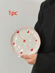 1pc/2pcs/4pcs 6-Inch Handpainted Ceramic Heart-Shaped Plates, Fruit Plates, Snack Plates, Nut Plates, Appetizer Plates, Cake & Dessert Plates, Also Can Be Used As Jewelry Trays, Versatile Use For Gatherings, Hotels, Elegant Gifts - Multicolor - View 14